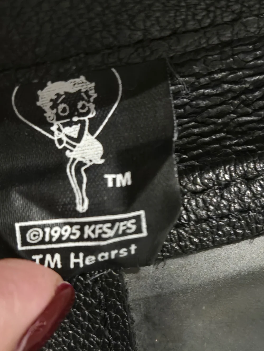 VINTAGE 1995 Betty Boop  Embroidered Snap Flap Black Leather Wallet ID Pocket